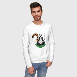 Лонгслив хлопковый мужской Узбагойся лемур мадагаскарский и надпись, цвет: белый — фото 2