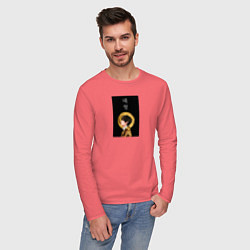 Лонгслив хлопковый мужской Техен луна, цвет: коралловый — фото 2