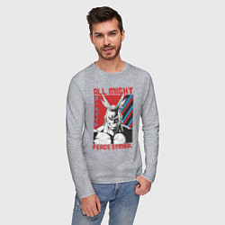 Лонгслив хлопковый мужской Моя геройская академия All Might pease symbol, цвет: меланж — фото 2