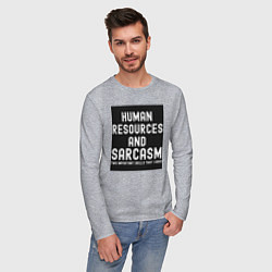 Лонгслив хлопковый мужской HR отдел кадров, цвет: меланж — фото 2