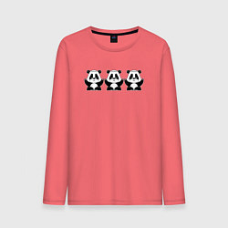 Лонгслив хлопковый мужской Йоганутые панды, цвет: коралловый