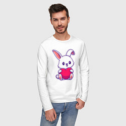 Лонгслив хлопковый мужской Heart rabbit, цвет: белый — фото 2