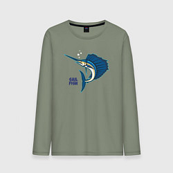 Лонгслив хлопковый мужской Рыба-парусник, цвет: авокадо