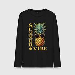 Лонгслив хлопковый мужской Ананас в очках summer vibe, цвет: черный