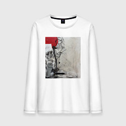 Лонгслив хлопковый мужской Abstract Red, цвет: белый