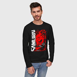 Лонгслив хлопковый мужской Cyberpunk samurai, цвет: черный — фото 2