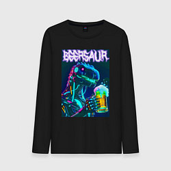 Лонгслив хлопковый мужской Neon cyber beersaur - neon glow fantasy, цвет: черный