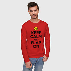 Лонгслив хлопковый мужской Keep Calm & Flap On, цвет: красный — фото 2