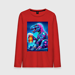 Мужской лонгслив Cyber tyrannosaur with a mug of beer - ai art fant