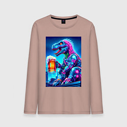 Мужской лонгслив Cyber tyrannosaur with a mug of beer - ai art fant