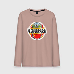 Лонгслив хлопковый мужской China panda, цвет: пыльно-розовый