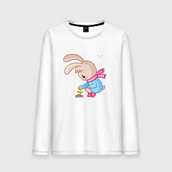 Лонгслив хлопковый мужской Зайка посадил цветок, цвет: белый