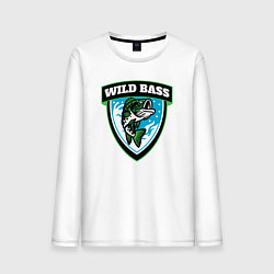 Лонгслив хлопковый мужской Wild bass fishing, цвет: белый