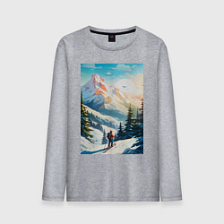 Мужской лонгслив Лыжник в горах