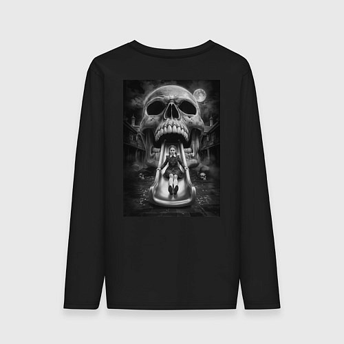 Мужской лонгслив Череп-горка / Черный – фото 2