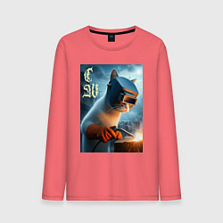 Мужской лонгслив Кот сварщик - нейроарт