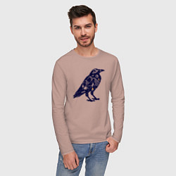 Лонгслив хлопковый мужской Ворон путешественник, цвет: пыльно-розовый — фото 2