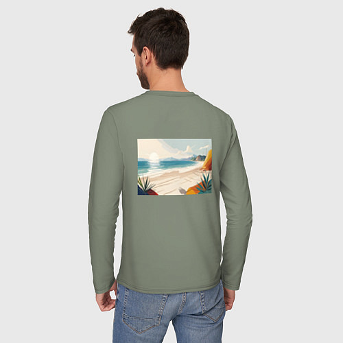 Мужской лонгслив Летний пейзаж с женщиной на пляже / Авокадо – фото 4