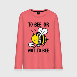 Лонгслив хлопковый мужской Быть пчелой или не быть, цвет: коралловый