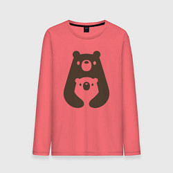 Лонгслив хлопковый мужской Мишки-обнимашки, цвет: коралловый