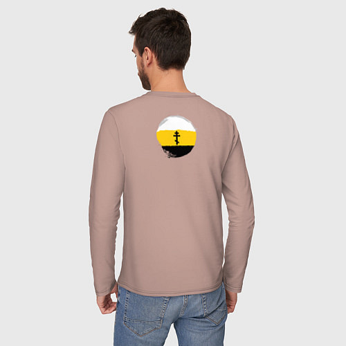 Мужской лонгслив Мы русские с нами Бог Крест черный на узорном флаг / Пыльно-розовый – фото 4