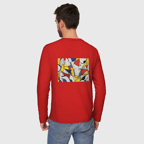 Мужской лонгслив Поп-арт яркая абстракция / Красный – фото 4
