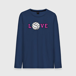 Лонгслив хлопковый мужской Love volley, цвет: тёмно-синий