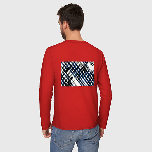 Мужской лонгслив Косая клетка бело-синяя / Красный – фото 4