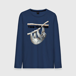 Лонгслив хлопковый мужской Ленивец не торопись, цвет: тёмно-синий