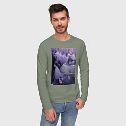 Лонгслив хлопковый мужской Клинок рассекающий демонов Гию Томиока, цвет: авокадо — фото 2