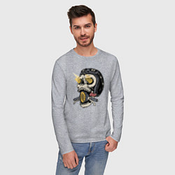 Лонгслив хлопковый мужской Смертельный байк, цвет: меланж — фото 2