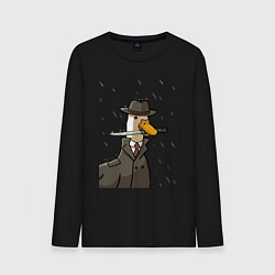 Лонгслив хлопковый мужской Гусь агент с ножом, цвет: черный