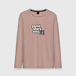 Лонгслив хлопковый мужской Grand Theft Auto 6 vice city logo, цвет: пыльно-розовый