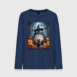 Мужской лонгслив Totoro and black cat - halloween fantasy