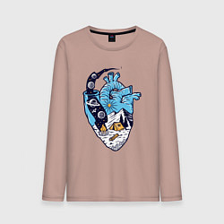 Мужской лонгслив Космический кемпинг в сердце