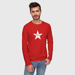 Лонгслив хлопковый мужской Jazz star in white, цвет: красный — фото 2