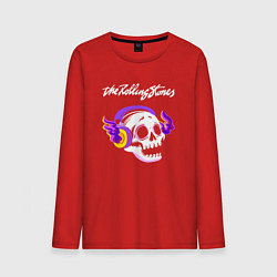 Лонгслив хлопковый мужской Rolling Stones - неоновый череп, цвет: красный