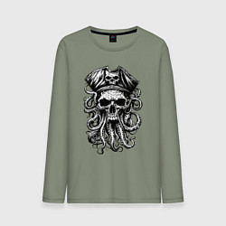 Лонгслив хлопковый мужской Octopus skull, цвет: авокадо