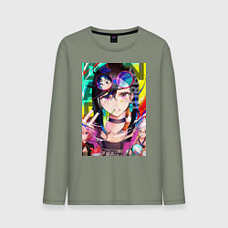 Лонгслив хлопковый мужской Дандадан: Момо Аясэ, цвет: авокадо