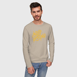 Лонгслив хлопковый мужской Keep smiling, цвет: миндальный — фото 2