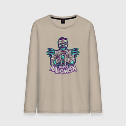 Лонгслив хлопковый мужской Хэллоуин мумия, цвет: миндальный