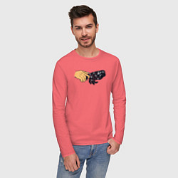 Лонгслив хлопковый мужской Прикосновение космоса, цвет: коралловый — фото 2