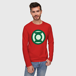Лонгслив хлопковый мужской Green lantern logo, цвет: красный — фото 2