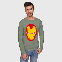Лонгслив хлопковый мужской Iron man logo, цвет: авокадо — фото 2