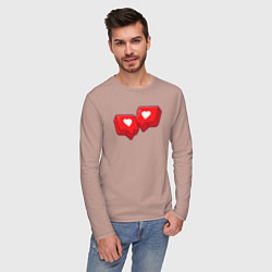 Лонгслив хлопковый мужской Love like, цвет: пыльно-розовый — фото 2