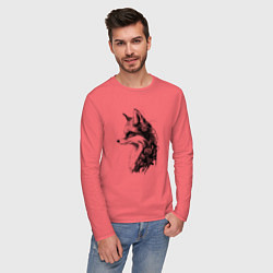 Лонгслив хлопковый мужской Лис-андроид, цвет: коралловый — фото 2