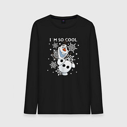 Лонгслив хлопковый мужской Олаф Холодное сердце - снеговик im so cool, цвет: черный