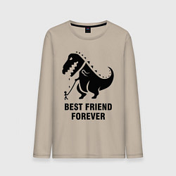 Лонгслив хлопковый мужской Godzilla best friend, цвет: миндальный