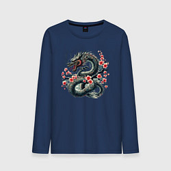 Мужской лонгслив Japanese dragon and sakura - irezumi