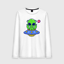 Лонгслив хлопковый мужской Love alien, цвет: белый